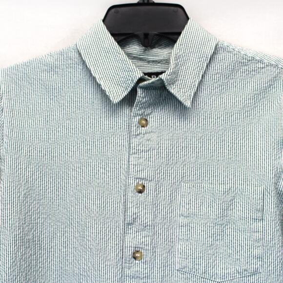 A.P.C. Rue Madame Green Striped Classic Office Button-Up Shirt Blouse Top XS - Picture 2 of 5